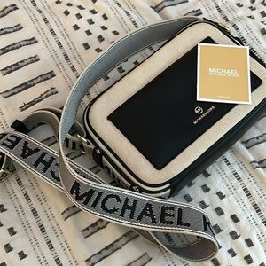 Michael Kors Crossbody black purse gold handbag mk designer  sporty handbag